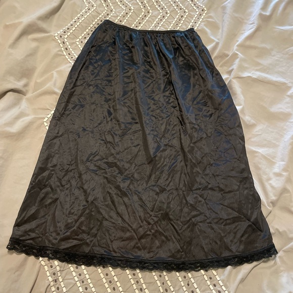 Sears black lace satin slip skirt - Picture 1 of 3
